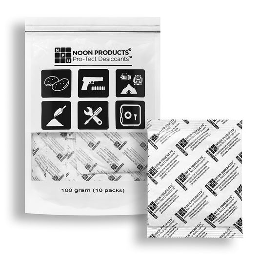 100 GRAM SILICA PACKETS Affordable humidity control for storage & shipping – perfect for storing guns, ammunition, bulk dry-foods, metal parts, specialty lenses, professional lab equipment, electronics, and more.